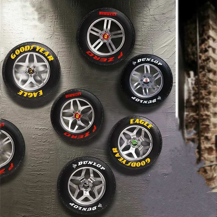 

Vintage 3D Iron Tire Creative Brand Car Decorative Metal Tires Wall Decor Cafe Bar Room Decoration Nordic Style Kids Decoration