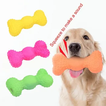 

Pet Dog Cat Puppy Sound Squeaky Toy Rubber Bone Shape Chewing Toy Funny Molar Teeth Bite Vocal Latex Toy·