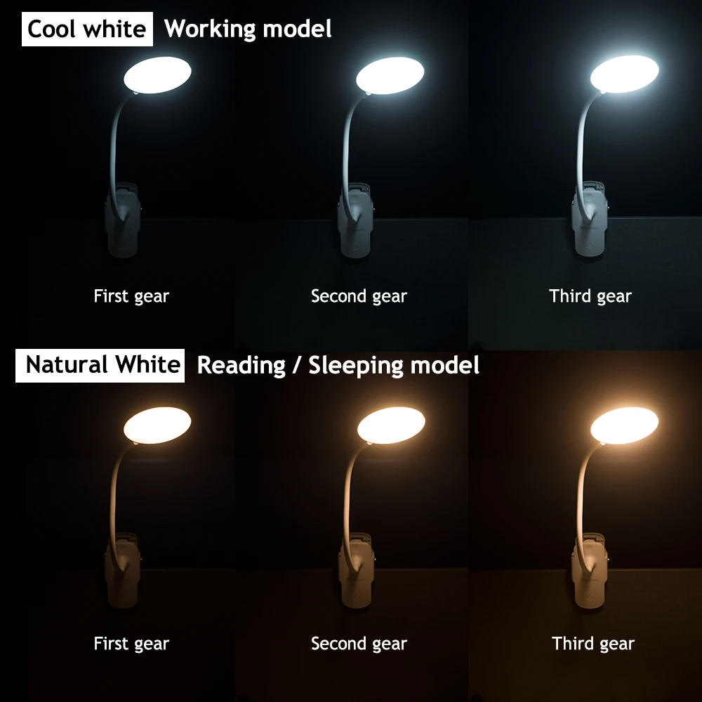 Table Lamp with Clip Touch Desk Lamp 1200mAh LED Desk Rechargeable Reading Lamp 6000K USB Table Lig - 4000224644055