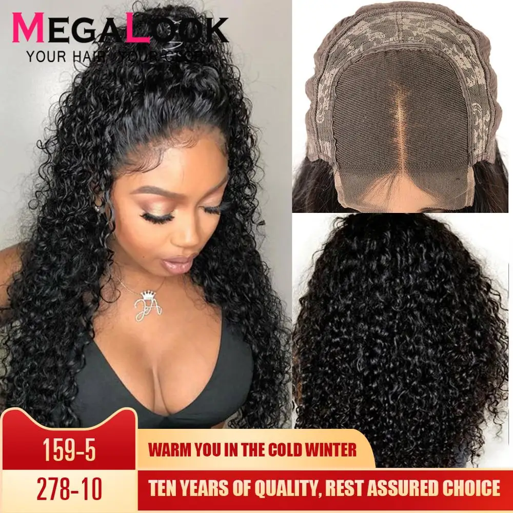 Billig Lockiges Menschliches Haar Perücke Verschluss Perücken Für Schwarze Frauen 30 Inch Spitze verschluss Perücke Remy Megalook 180% Dichte Peruanische 4x4 Verschluss Perücke