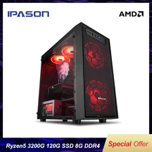 Ipason mini gaming pc amd ryzen r3 2200g atualização 3200g nova geração ryzen desktop computador 8g ddr4 120g ssd conjunto de escritório pc(China)