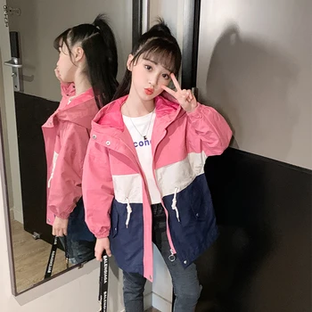 

Girls Windbreaker 2020 Autumn Spring Jackets For Girls Clothes Kids Outerwear Hooded Children Jacket 4 6 7 8 9 10 11 12 13 Years