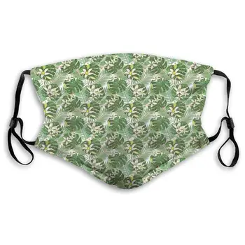 

Unisex Half Face Mouth Mask Face Masks Anti-Dust Face Windproof Ski,Composition Of Flowers And Fern Leaves Exotic Hawaiian