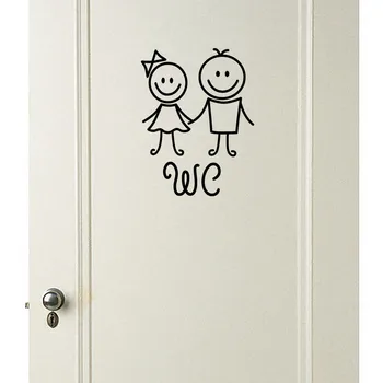 

Removable Cute Man Woman Children Washroom Toilet Wc Sticker Family Diy Decor