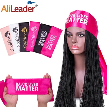 

Alileader New Satin Edge Scarves “Black Lives Matter” Satin Edge Laying Scarf Cheap Silk Hair Band Black Pink 104 CM
