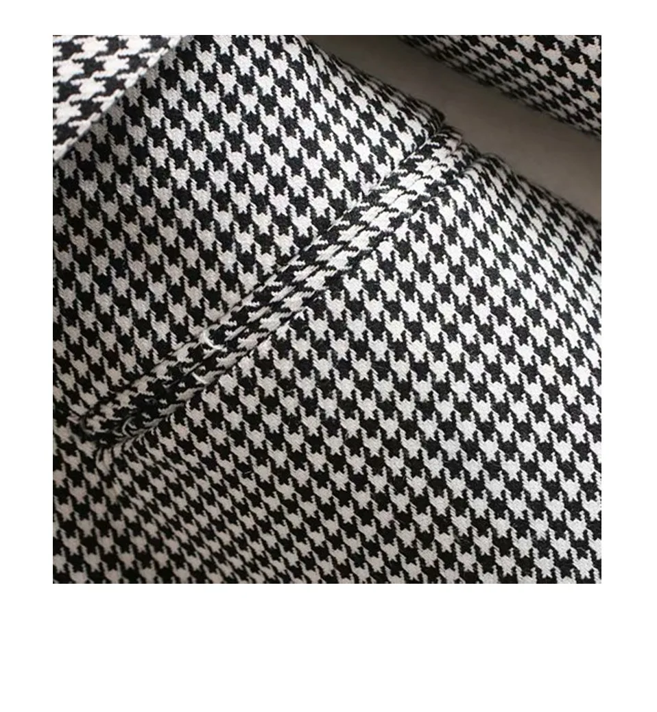 NSZ женский твидовый блейзер с гусиной лапой черно-белая классическая клетчатая куртка модное офисное элегантное пальто с поясом Верхняя одежда Топ