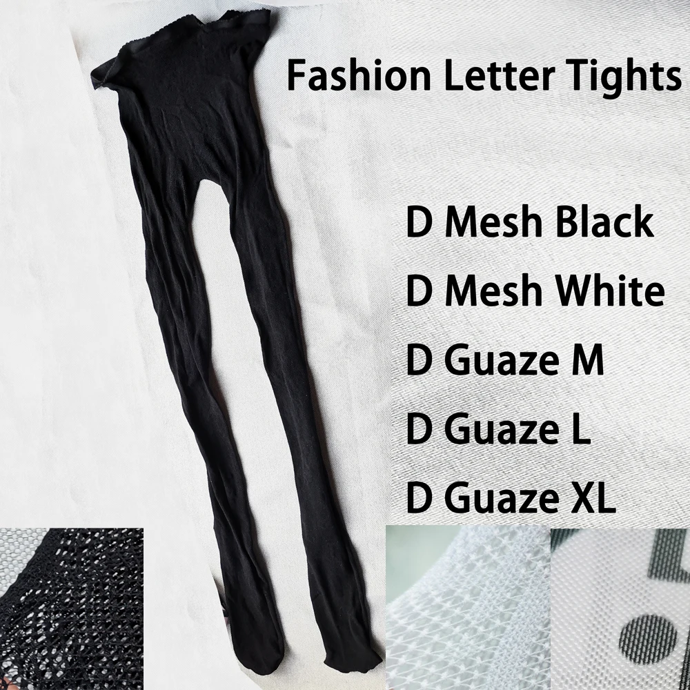 

2020 Women Pantynose Letter DO Brocade Pattern Guaze Mesh Design Tights Sexy Female Lingerie Club Party Hosiery Slim Stocking