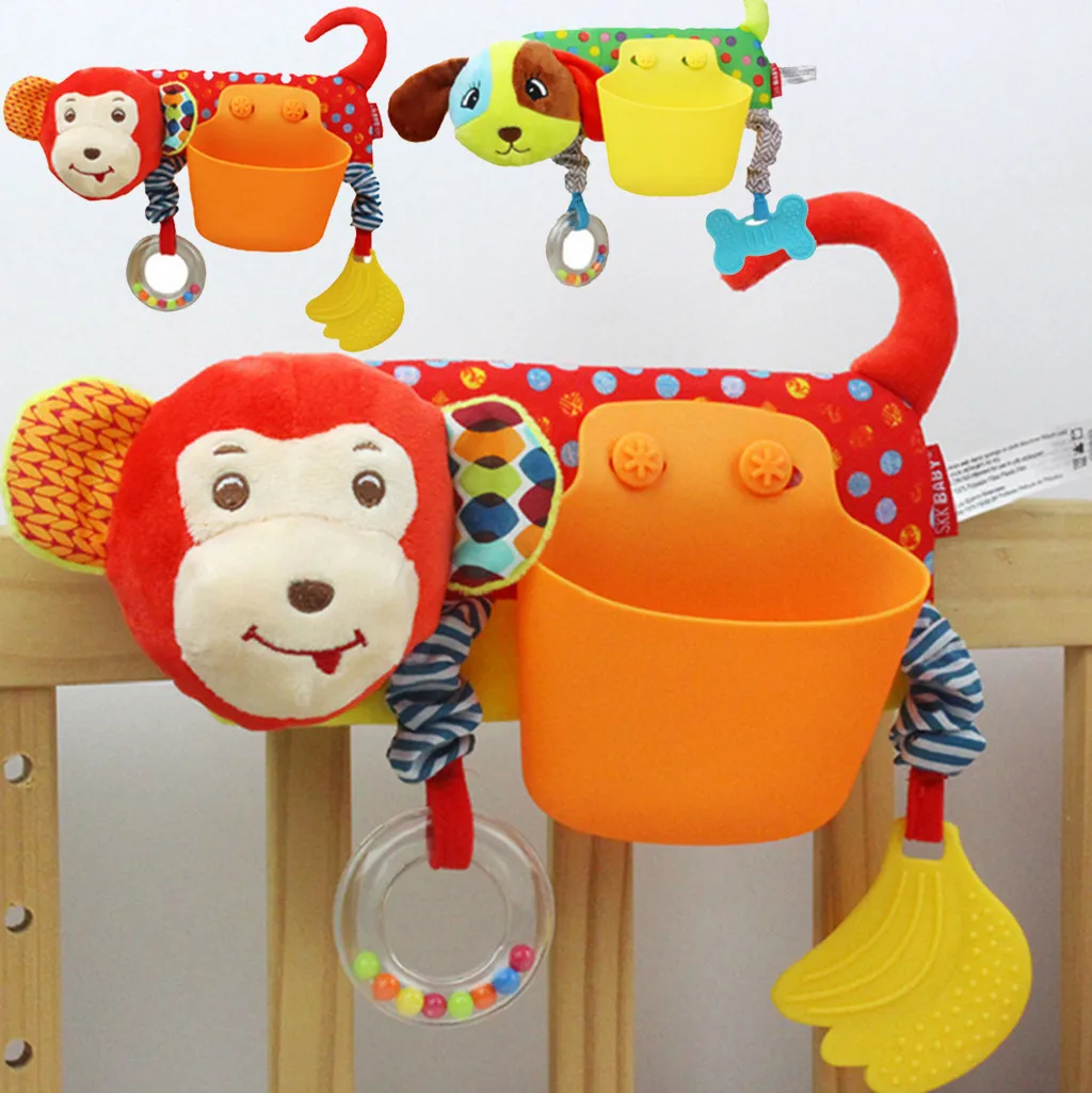 

Kids Early Education Fun Learning Toys For Children Stroller Storage Pocket Cartoon Crossbar Pendant Baby Bed Plush Toy W828