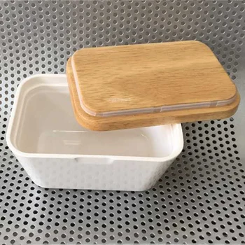 

Butter Dish Butter Box Container with Wooden Cover Home Tool Useful, Home Storage Box 250ML Multi-Function Preservation Box, But