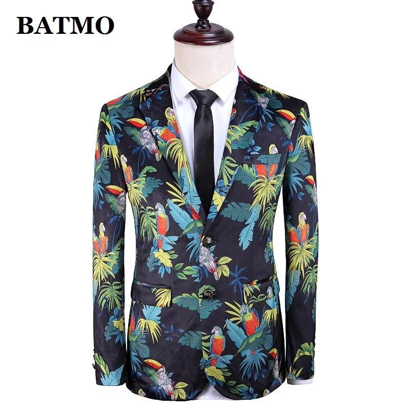 Batmo Новое поступление, высококачественные бархатные повседневные мужские блейзеры с принтом, мужские повседневные костюмы, мужские куртки с принтом, большие размеры 1902 - Цвет: screen