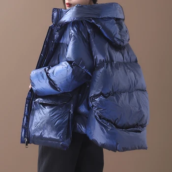 

Female new winter korean style fashion plus size outerwear literary hooded padded jacket loose down cotton coat