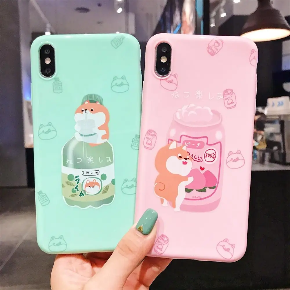 Милый чехол с рисунком собаки Шиба ину для Apple iphone 6 s 7 8 Plus X XR XS Max розовая задняя