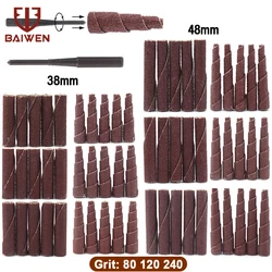 Kit d'assortiment de support de moteur, Mini cône de ponçage, en papier de verre abrasif, conique/cylindrique, 38mm, 48mm, pour outils rotatifs 
