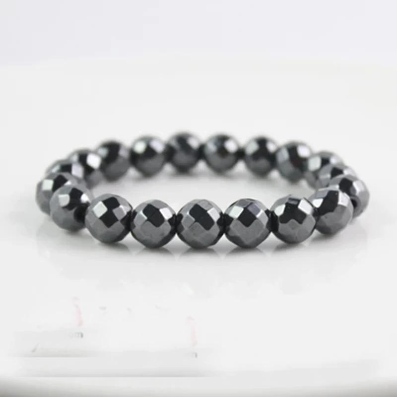 

STANYA No magnetic Hematite Stretch Bracelet Gem Natural Stone Jewelry Faceted Beads Charm Elastic Cord Ropes 6-8-10mm Quartz
