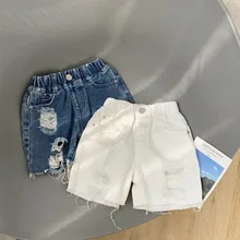 Детская одежда; летняя одежда; модные брюки; красивые джинсовые шорты с дырками для маленьких мальчиков; повседневные брюки для детей 1-5 лет