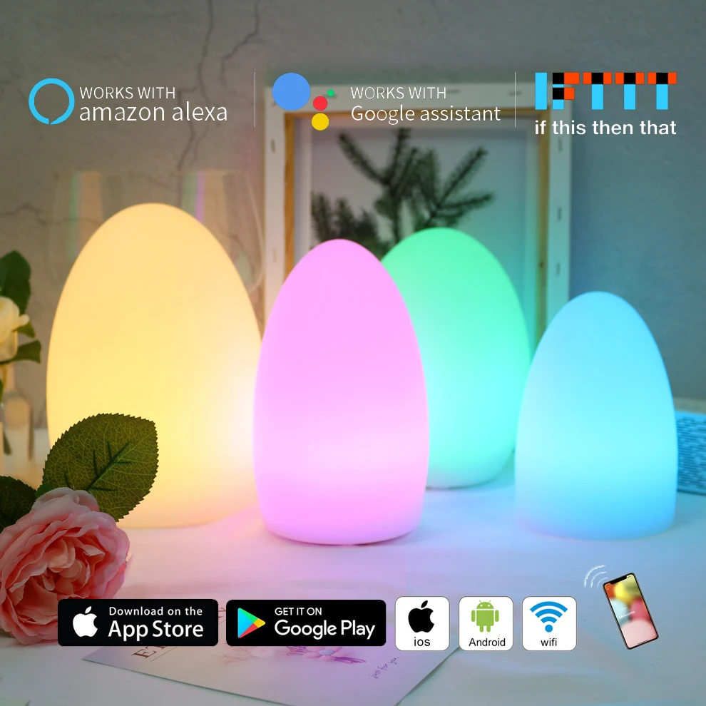 

novelty wifi smart table lamp MP APP control multi-color LED romantic night light ambient nachtlamp works with alexa google home