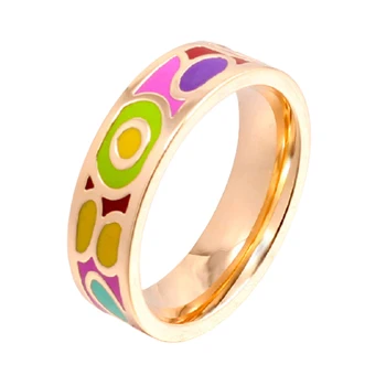 

2020 NEW Cloisonne Crafts national style stainless steel fashion ring women Bohemian accessories Enamel accessories wholesale