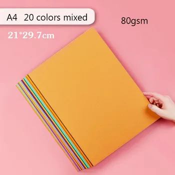 

100 sheets Colorful Copy Paper 80gsm A4 Print Craft Paper Hand-off Drawing Paper Office Supplies 20 Colors Mixed Origami