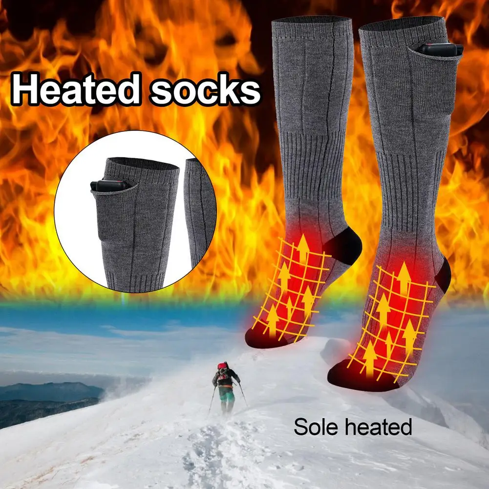 3 Speeds Temperature Settings Ski Heated Socks Unisex Carbon Fiber Heating Socks Battery Powered Comfortable Calf Thermal-socks