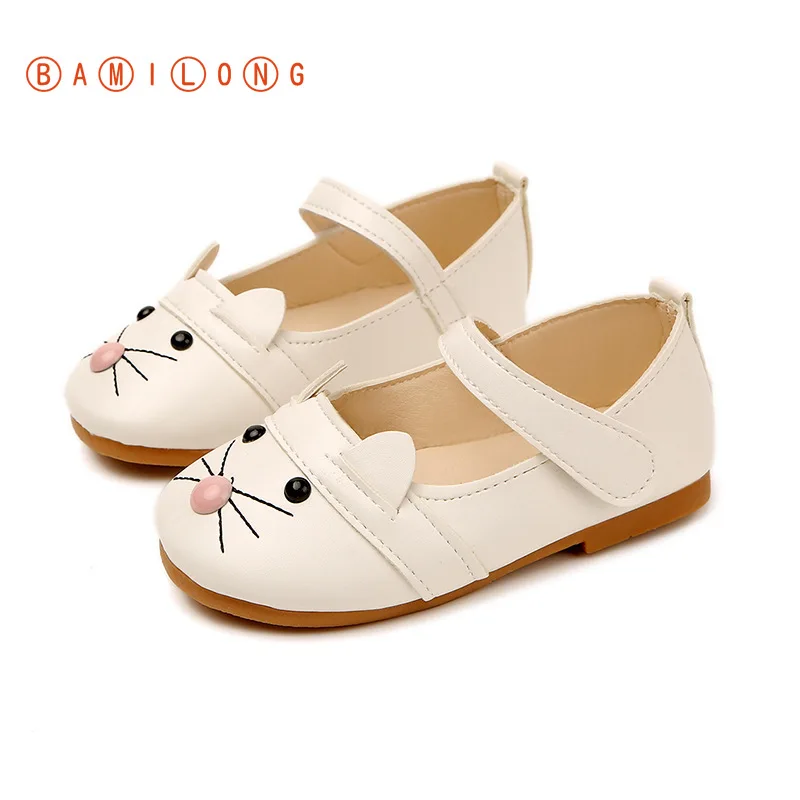2020 Autumn Girls Princess Shoes New Fashion Cartoon Cat Design Kids Spring PU Leather Flat Casual B125 | Детская одежда и обувь