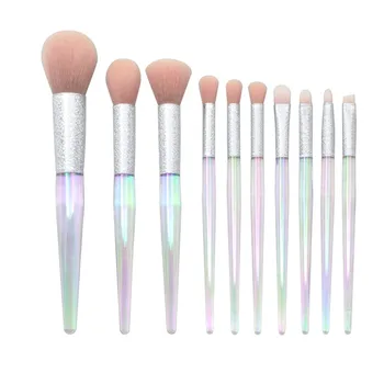 

10 Pcs professional makeup brush Conical Grinding Sand Mouth Tube Transparent Handle Make up Brush Set