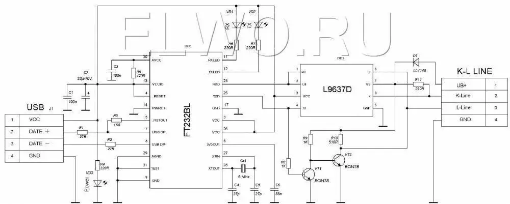 BM9213 Universal Adapter USB FT232BL L9637D K-Line KKL Works For.