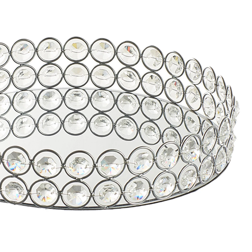 Crystal Tray Cosmetic Makeup Jewelry Trinket Organizer Bedroom Bathroom Silver