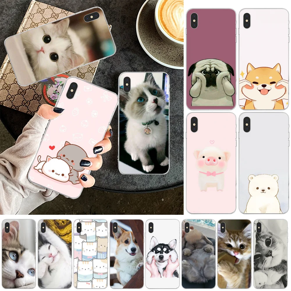 

LJHYDFCNBr Cat Cute Mouse Pig Cats Dog Bling Cute Phone Case for iPhone 11 pro XS MAX 8 7 6 6S Plus X 5 5S SE XR cover