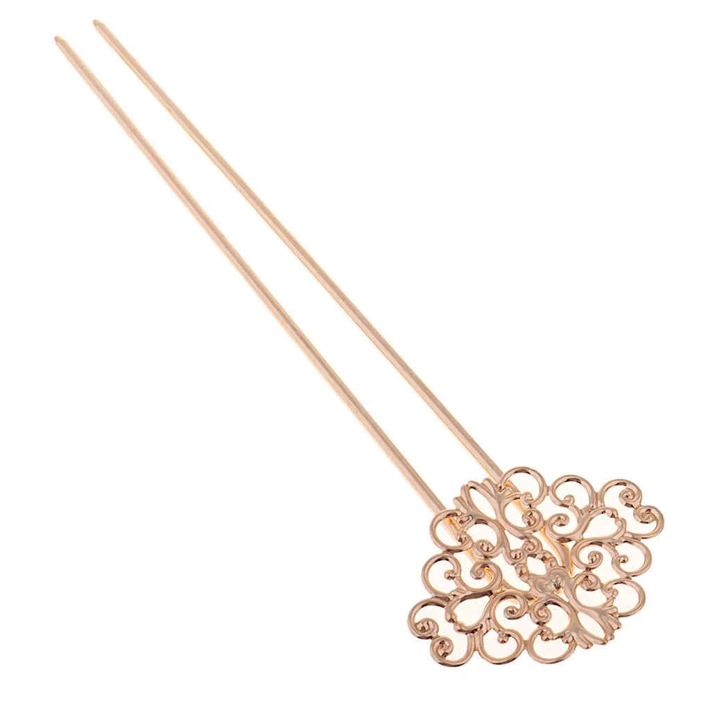 Women Girls Hair Chopsticks Buns Chignon Hollowed Floral Hair Sticks Retro 