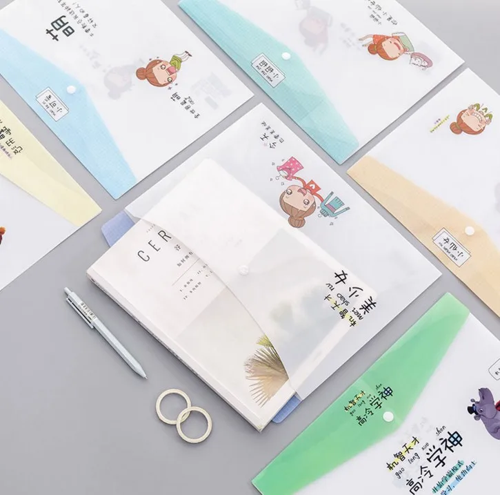 1 шт. водонепроницаемый мульти пластик Kawaii A4 Кнопка папка для файлов Сумка для документов бумага Органайзер чехол офисные школьные канцелярские принадлежности