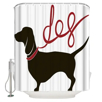 

Dachshund Puppy Black Shower Curtain Waterproof Polyester Bath Curtain