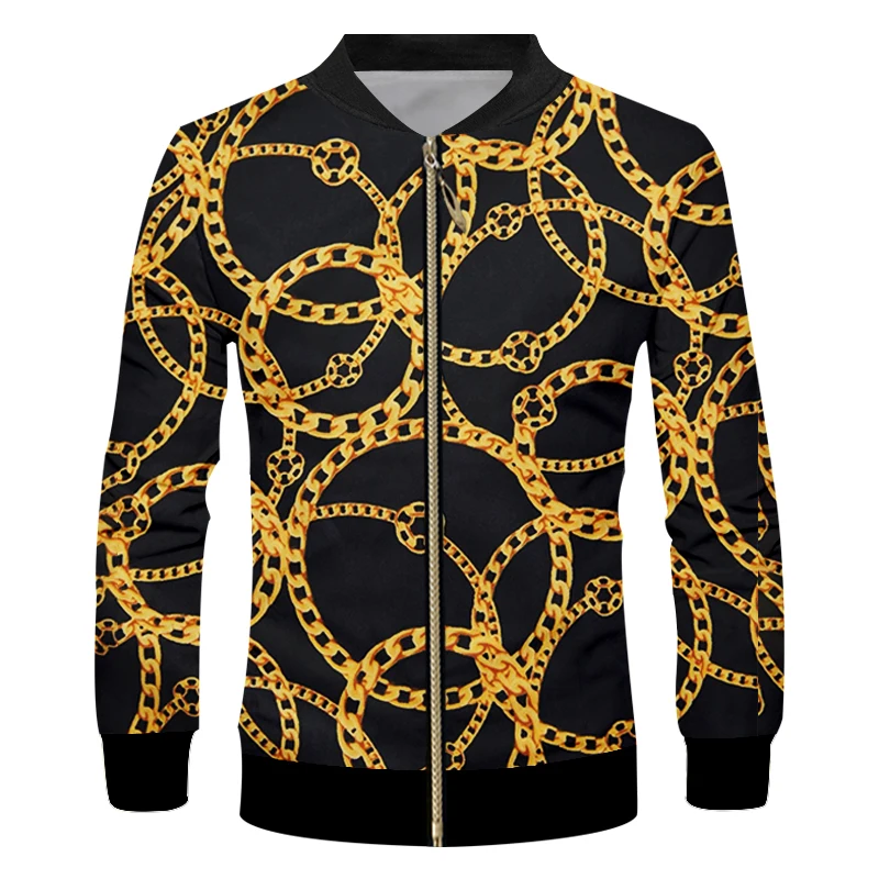 

UJWI New Style Asian Size Gold Chain Luxury Winter Warm Men's Jacket Baroque Coat Male Black Pullover Dropship Wholesale 5XL