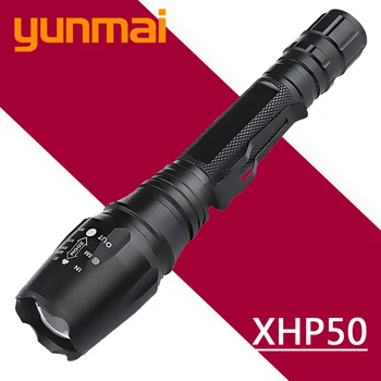 

YUNMAI LED Tactical Flashlight Torch Bulbs XHP50 V5 CREE XM-L2 U3 Ships from Russian Hunting Zoomable Waterproof Adjustable 15W