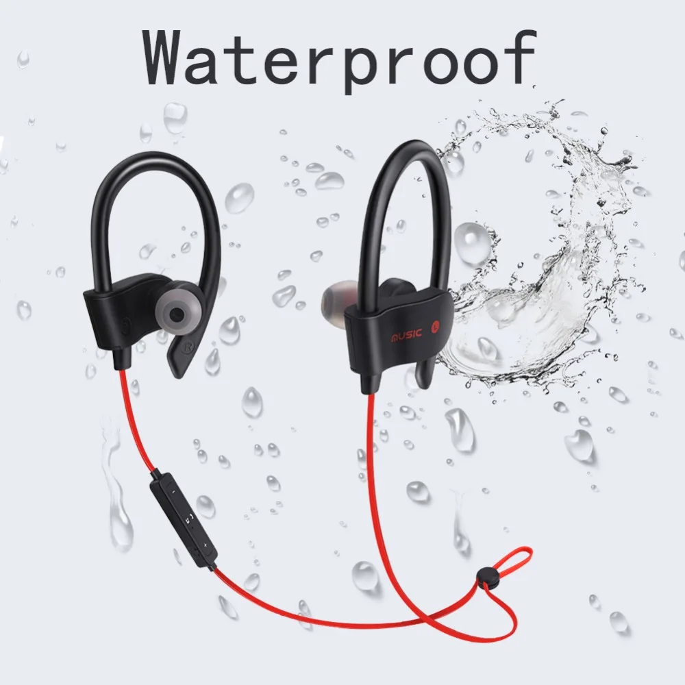 Bluetooth наушники IPX7 водонепроницаемые, Беспроводные спортивные наушники, HiFi бас стерео наушники с защитой от пота с микрофоном, шумоподавляющая гарнитура