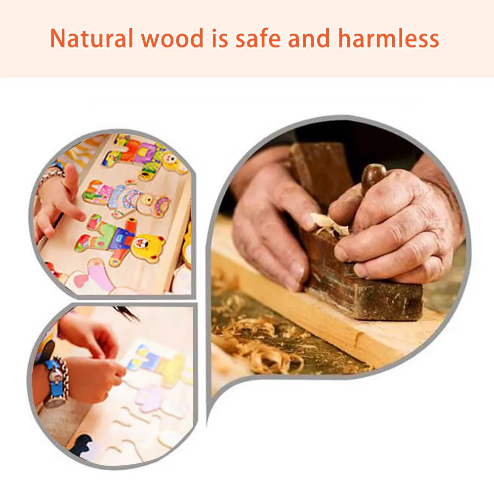 DIY Gift Little Bear Change Clothes Wooden Puzzle Set Children's Early Education Jigsaw Puzzle Dressing Game Baby Puzzle Toys