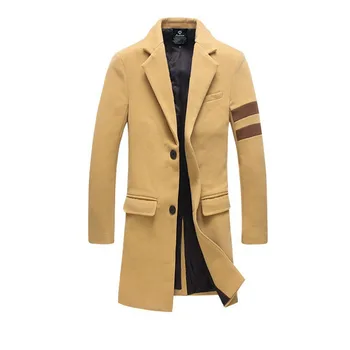 

Winter Men's Jacket Long Trench Coat New Slim Woolen Coat Autumn Jackets Men Windbreaker Business Clothing Free Shipping