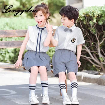 

Summer Primary and Secondary School Boys and Girls School Uniforms Suit Kindergarten Clothing Children Short-sleeved Uniforms