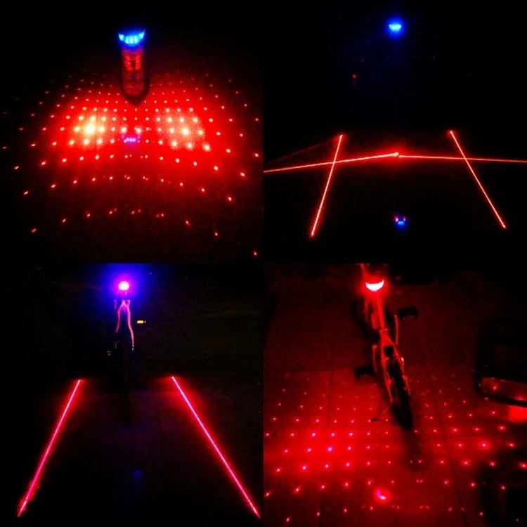 Discount Cycling Lights Waterproof 5 LED 2 Lasers 3 Modes Bike Taillight Safety Warning Light Bicycle Rear Bycicle Light Tail Lamp 13