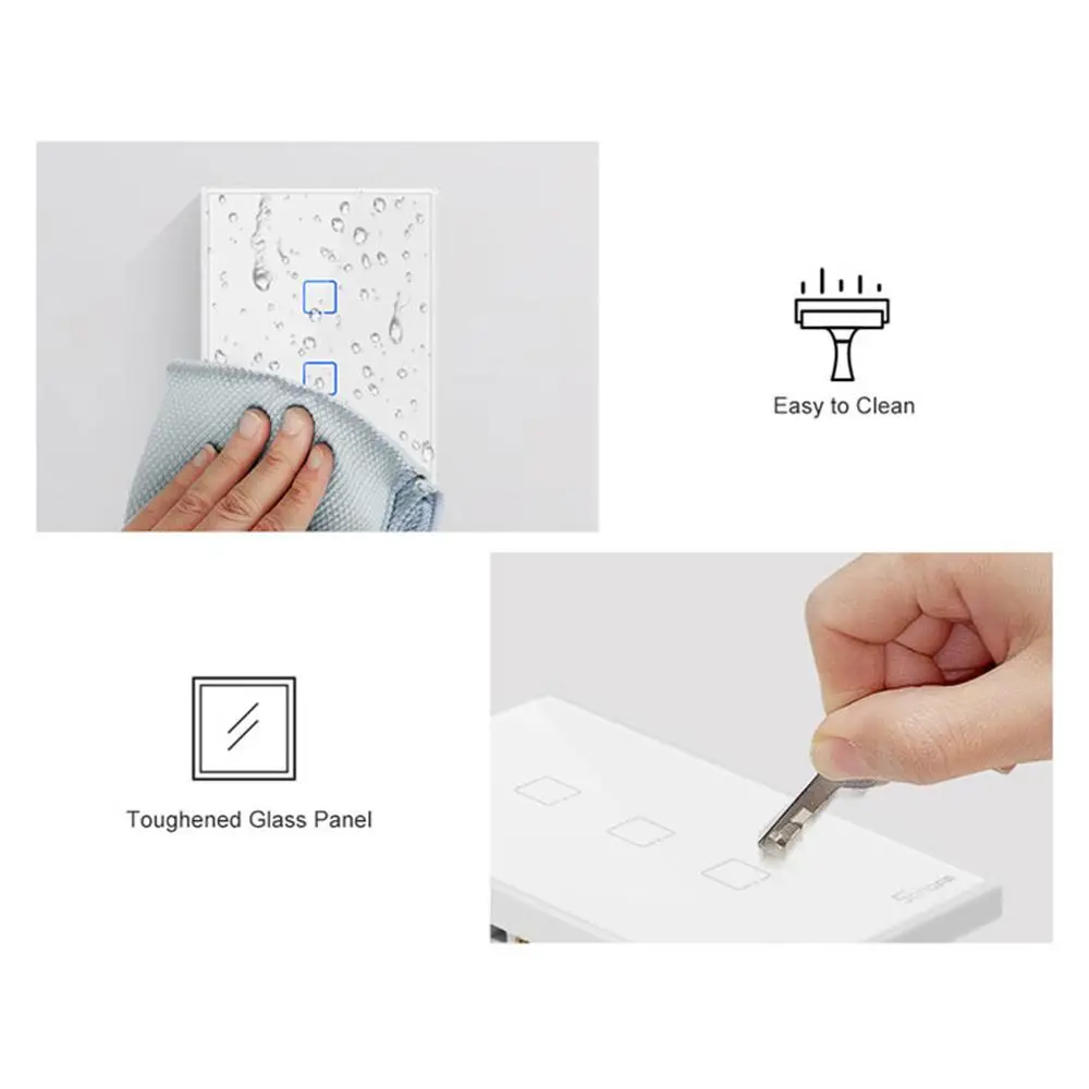  SONOFF T2US Wifi Smart Wall Touch Light Switch 1 2 3 Gang RF Wireless Smart Controller Works With G - 4000121994119