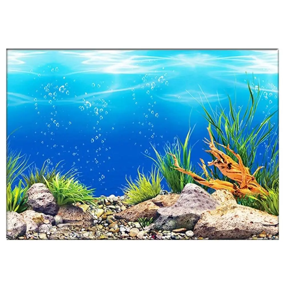 122x50cm Efecto 3D PVC Adhesivo Jungle Waterfall Pattern Acuario Fondo Poster Sticker Fish Tank Decoration Cartel del Tanque de Peces