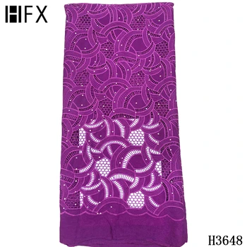 

HFX African Cord lace fabric 2020 high quality lace Guipure Cord lace fabric tissus africain guipure broderie with Stones F3648