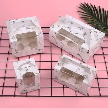 

20pcs 1/2/4/6 Cavities Paper Cupcake Boxes And Packaging Cupcake Box With Window Handle Inserts Muffin Holder Dessert Container