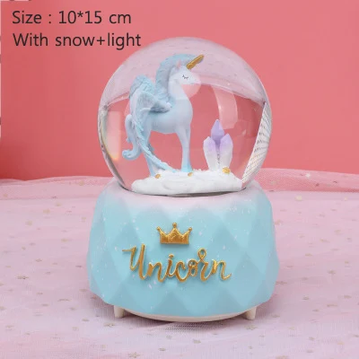 Creative Fancy Unicorn Snow Globe Crystal Ball Rotating Music Box Christmas Decoration For Home Home Decoration Accssories - Цвет: B1