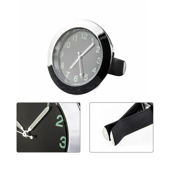 

1pc Car Clock Auto Air Vent Quartz Analog Watch Chrome Metal With double-sided tape