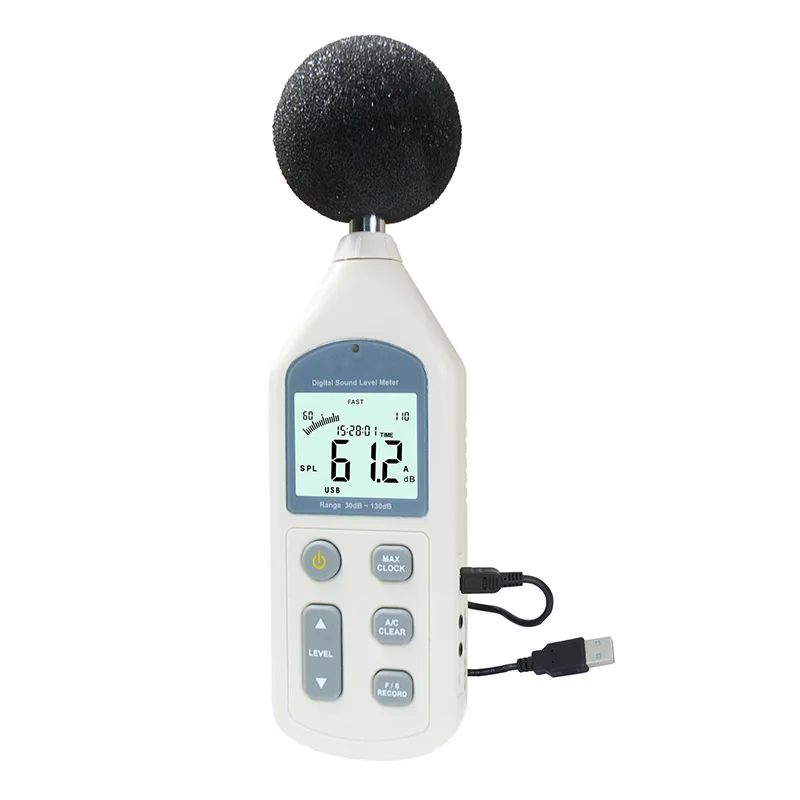 

Digital Sound Level Meter USB Noise Tester Meter GM1356 30-130DB A/C FAST/SLOW DB+ Software with Carry Box