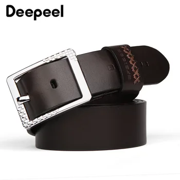 

Deepeel 1pc 3.8*100-115cm Casual Man's Genuine Belts First Layer Cowhide leather Alloy Pin Buckle Girdle Men Business Decoration