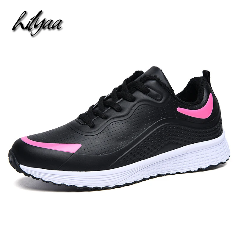 

2019 Woman Fashion Sneakers PU Leather Plush Flats Breathable Sports Running Female Shoes Waterproof Warm Outdoor Shoes Women