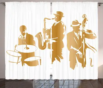 

Jazz Music Curtains Vintage Style Illustration Jazz B Playing The Blues Music Home Vibes Art Living Room Bedroom Home Decor