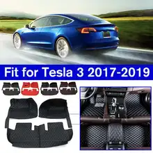 Кожаный коврик для автомобиля, коврики для передних и задних ковров, коврик для Tesla, модель 3, подушечки для ног, Автомобильные ковры, автомобильные чехлы