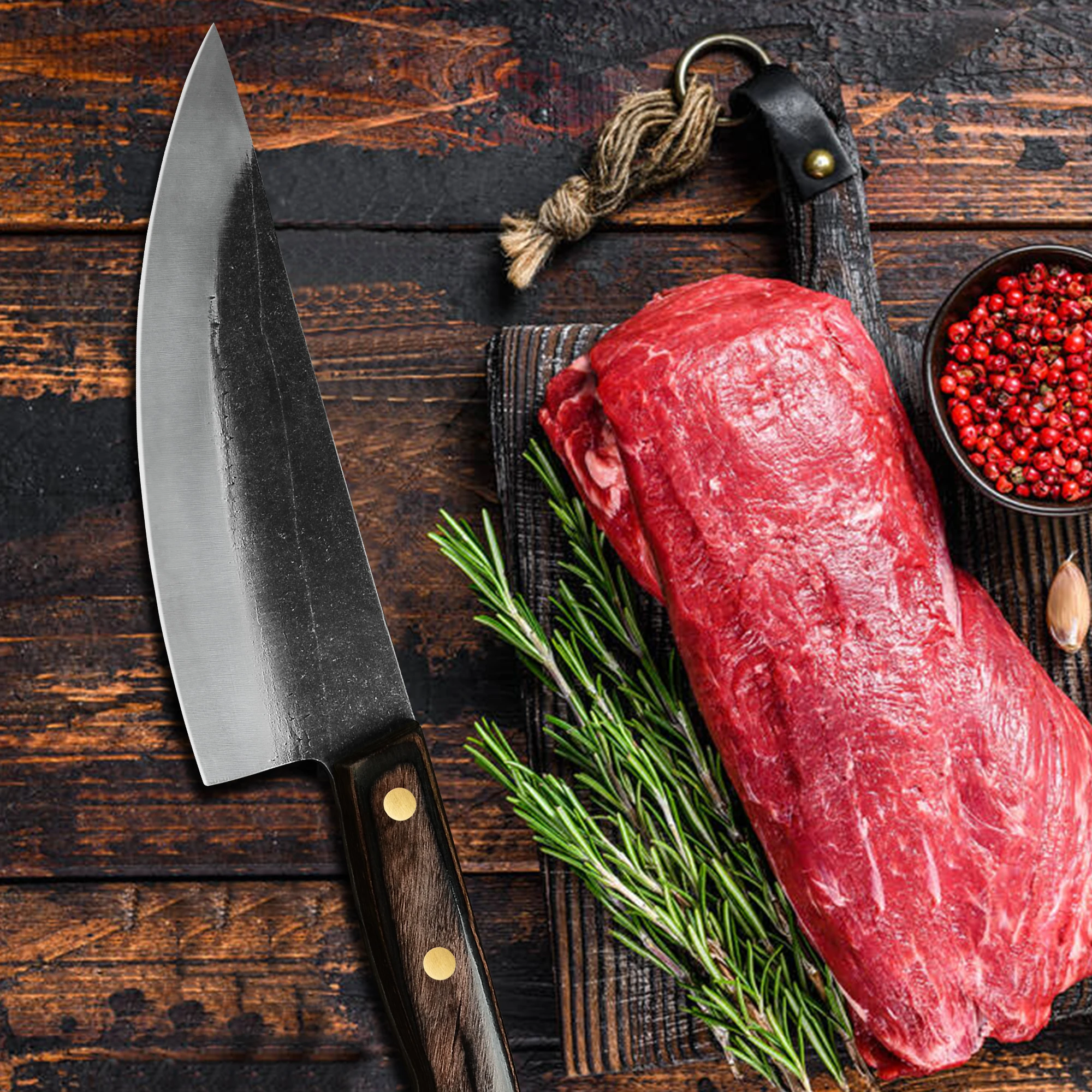 Ręcznie kuty nóż szefa kuchni 8 calowy Full Tang Cleaver Butcher